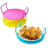QUHUOYAO 3 bandejas plegables para microondas, apilador, multifunción, bandeja para microondas, bandeja de vapor con asa, bandeja para equipo de horno, accesorios de equipo de cocina