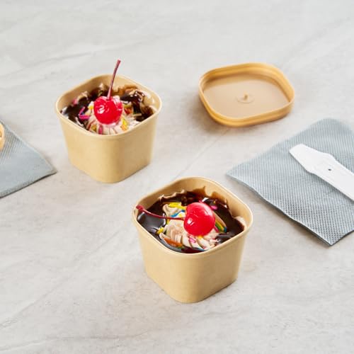 Image of Coppetta 3 Ounce Dessert Cups, 50 Greaseproof Ice Cream Cups - Lids Sold Separately, For Hot And Cold Foods, Kraft Paper Yogurt Bowls, Disposable,For Sundaes, Mousse Or Puddings - Restaurantware