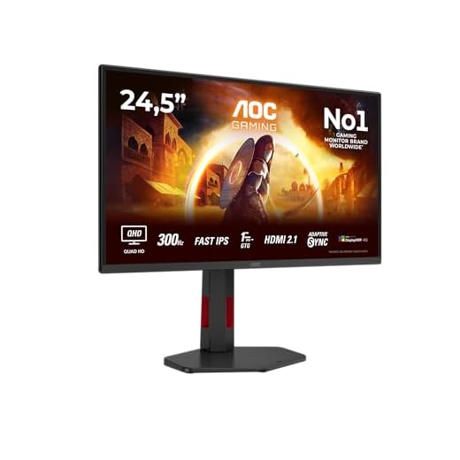 AOC Gaming Q25G4SR - 25 Zoll Quad HD Monitor, 300 Hz, 1 ms, FreeSync. Prem., G-Sync comp., HDR400 (2560x1440, 2X HDMI 2.1, DisplayPort 1.4) schwarz-rot