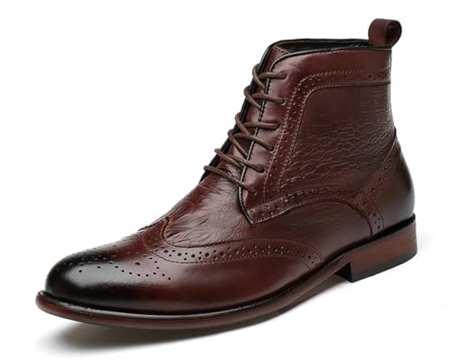 Santimon Men's Oxfords Boots Dress Casual Leather Fashion Wingtips Brogues Chelsea Boots Tuxedo Ankle Danner Boots for Men