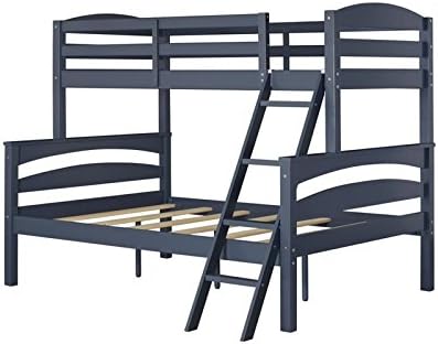 DHP Brady Solid Wood Bunk Beds with Ladder and Guard Rail, Twin Over Full, Graphite
