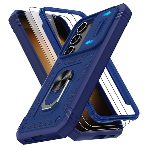 Coque Samsung S23 Plus bleue avec 2 verres trempés et anneau