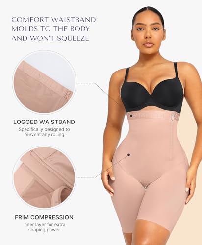 Image of SHAPELLX High Waist Butt Lifting Tummy Control Shapewear Shorts | Under dress shorts,15-inch crotch zipper, breathable stretch fabric, anti-roll support,easy bathroom access, everyday wear