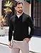 COOFANDY Mens Knitted Long Sleeve Polo Shirts Winter Fall Fashion Polo Sweater Slim Fit Black