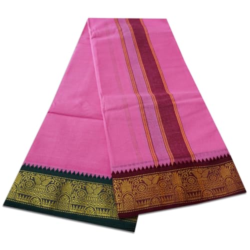 Image of vimayam pure cotton 3 inch border colour dhoti 9X5(Assorted Border design and colours)