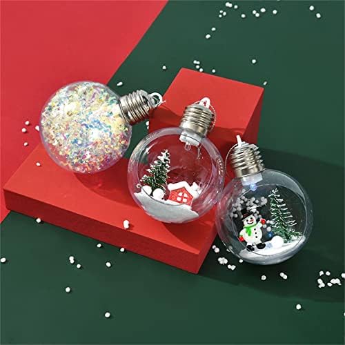 LED Christmas Ball ,Clear Plastic Christmas Craft Ball Ornament, 80mm Xmas Light Tree Baubles Decorations for New Years,Holiday,Party Home Decor(Style,2)