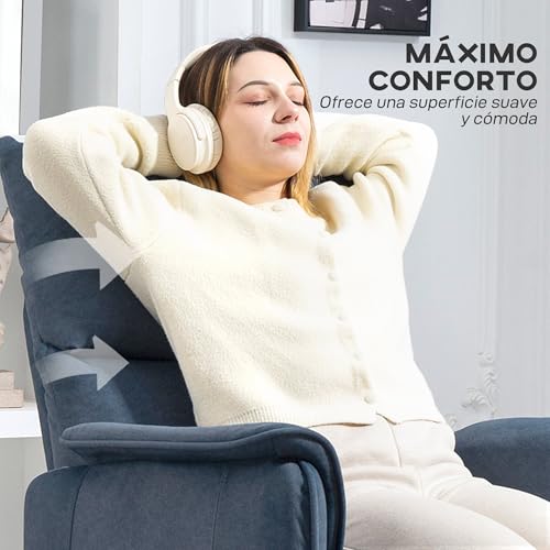 HOMCOM Sillón Relax Reclinable Eléctrico Sillón Reclinable Silencioso con Función Memoria Reposapiés Mando a Distancia Bolsillos Laterales Tela Apto para Mascotas para Dormitorio Salón Azul Oscuro - imagen 7