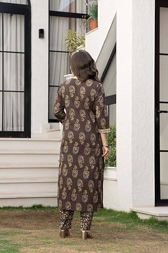Image of PARTHVI Women's Cotton Printed Kurta Set with Pants & Dupatta | Elegant Ethnic Wear for Women | Floral Print | Comfortable Suit Set