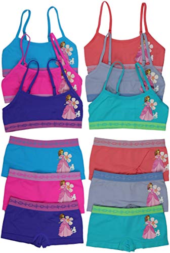 Image of ToBeInStyle Girl Pack of 6 Set Spaghetti Strap Training Bras & Boyshorts Bikinis