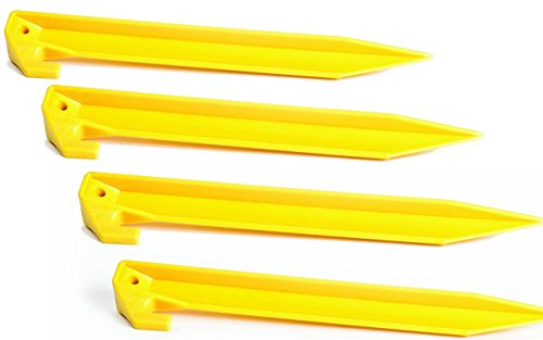 ZiggyPegs Grass PEGS (Pack of 4) Anchor for Outdoor Blankets and Tents with a Pouch, Ground Pegs, Yellow Plastic Universal Pegs