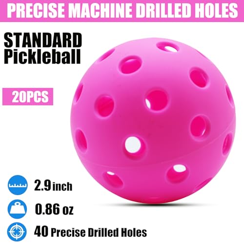 Image of Magicorange Pickleball Balls,USAPA Approved 40 Holes Outdoor Pickleballs | 6 /20 Pack with Mesh Bag for All Paddles and Courts,Weather Resistant,High Elasticity, Durable Seamless Design,Easy to Control