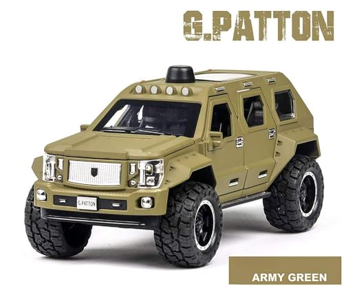 Image of 1:24 Scale Big G Patton Off-Road Toy Car | Metal Pullback Diecast Car for Kids with Openable Doors, Sound, Light Effects Toy for Car Enthusiasts (Color As Per Available),black