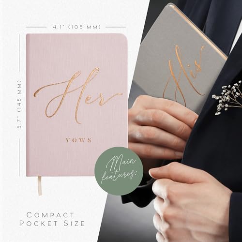 Image of ARTESORI Vow Books His and Hers - Linen Wedding Vow Books Perfect as Bride & Groom Gifts, Wedding Registry Ideas - His & Hers Gifts Wedding Vow Book - Wedding Essentials & Accessories [Blush & Grey]