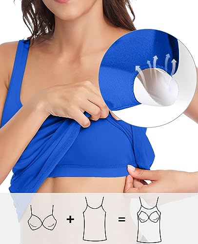 Image of V FOR CITY Tank Top for Women with Built-in Padded Bra Adjustable Wide Strap Camisole Cotton Cami Shirts
