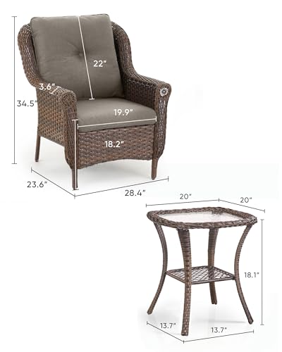 3-Piece-Patio-Swivel-Chairs-and-Side-Table-Set-High-Back-Outdoor-Wicker-Rattan-Rocking-Glider-with-Thick-Cushions-for-Porch-Apartment-Deck-Yard-Poolside-Garden-GreyBrown 3 Piece Patio Swivel Chairs and Side Table Set High Back Outdoor Wicker Rattan Rocking Glider with Thick Cushions for Porch Apartment Deck Yard Poolside Garden GreyBrown
