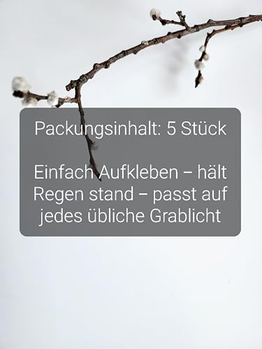 5 Aufkleber für Grabkerzen mit dem Spruch Wir schicken dir zum Geburtstag unsere Liebe in den Himmel, Sticker Grablichter, Friedhofsdekoration
