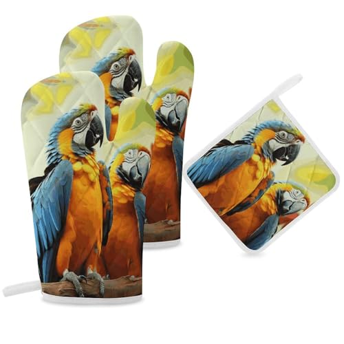 Maniques perroquet anti-brûlure en coton isolant pour four et cuisson - 7