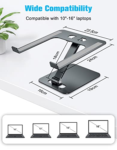 Image of Babacom Laptop Stand, Ergonomic Foldable Computer Stand with Adjustable Height, Ventilated Aluminium Alloy Laptop Riser Desktop Book Stands Compatible with MacBook Air, Pro, All 10-16 inch Laptops (Grey)