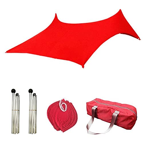 Strand Schatten Zelt StrandZelt Sun Shelter Familie Sonnenschutz UV Schutz Tragbare Sonnenschutz Große Leichte Baldachin Strand Zelte mit Sandsack Anker für Beach Fishing Camping Garden (Rot) Cover