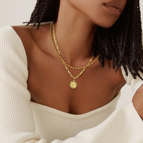 KissYan Gold Beaded Necklace for Women, 14K Gold Plated Adjustable High-Polished Basic Metal Ball Bead Chain Choker Necklace Minimalist Fashion Jewelry Gifts2