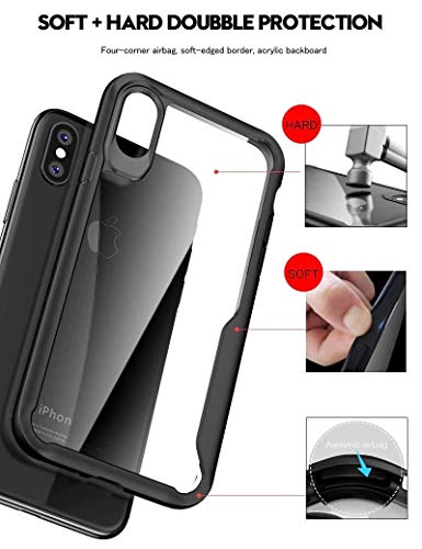 Image of REALCASE Back Cover Compatible for iPhone X /Xs | Transparent Clear Gel TPU Bumper Shock Proof Back Cover Case Design for iPhone X /Xs (B-Black)