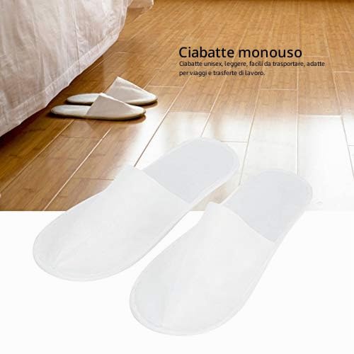 50 Paia di Pantofole Usa e Getta, Ciabatte Monouso per Hotel, Pantofole Usa e Getta Unisex, Pantofole Antiscivolo per Clienti Degli Alberghi (30 x 20 x 10 cm, in Pile Bianco 3 MM)