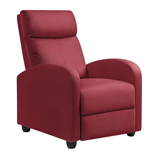 JUMMICO Recliner Chair Adjustable Home Theater Single Fabric Recliner Sofa Furniture with Thick Seat Cushion and Backrest Modern Living Room Recliners (Red)