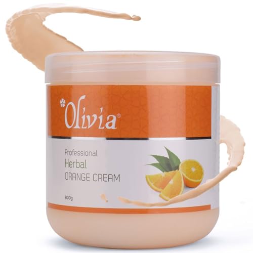 Olivia Professional Herbal Orange Cream with Orange Extracts | Facial Massage Cream for Deep Cleansing, Moisturising, Anti-Ageing & Glow | Reduces Dark Spots, Fine Lines & Pollution Effects | 800g