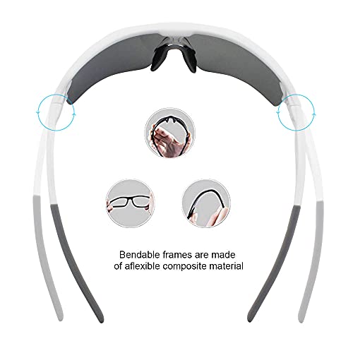Óculos de sol esportivos polarizados para ciclismo masculino e feminino com 5 lentes intercambiáveis