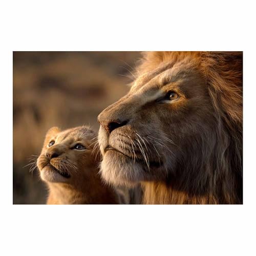 Impression sur toile lion abstrait marron 70x100cm pour decoration de salon