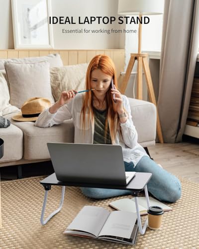 Image of Ruxury Foldable Lap Desk Laptop Stand Bed Desk Table Tray, Breakfast Serving Tray, Portable & Lightweight Mini Table, Lap Tablet Desk for Sofa Couch Floor - Black