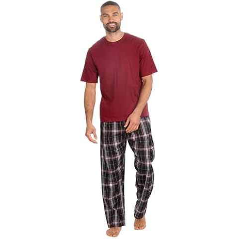 Undercover Mens Check Lounge Set in Burgundy/Black Cover