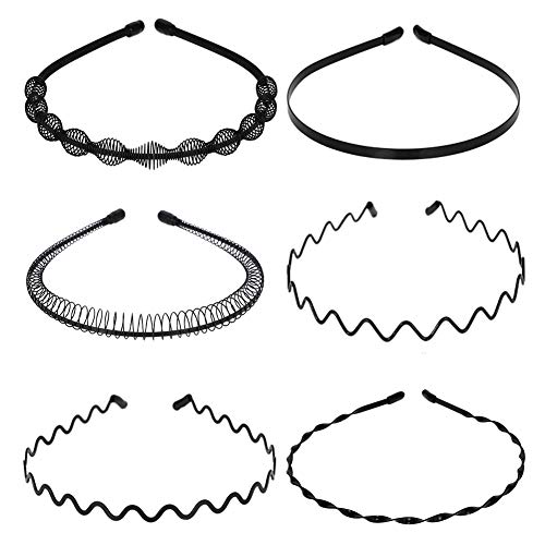 Aim Cloudbed Lot de 6 bandeaux à cheveux Unisexe en métal Noir