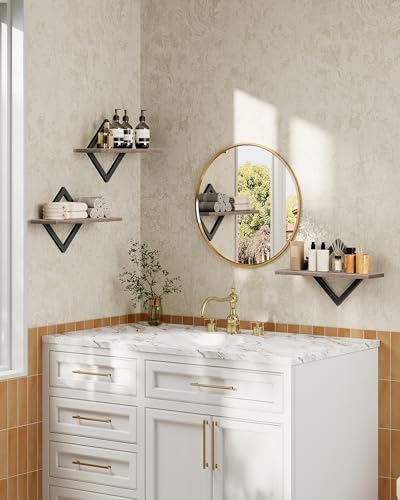 Choezon Floating Shelves, Set Of 3 Wall Shelves, Hanging Shelves, Wall Shelf Set Of 3, Wall Mounted Shelves, For Living Room, Bedroom, Kitchen, Office, Study, Greige DTBJ03P3BG - 6