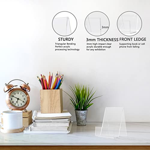 10Pcs 4" X 3" Acrylic Book Display Stand Clear Easel With Ledge Tablet Holder For Displaying Books, Pictures, Notebooks, Cds, Artworks, Etc (Small(10 Pack)) #TOP2