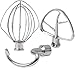 Poweka Batteur en acier inoxydable Compatible avec, ensemble de fouet, crochet pétrisseur et batteur plat, Compatible avec tous les robots de cuisine Artisan 5L