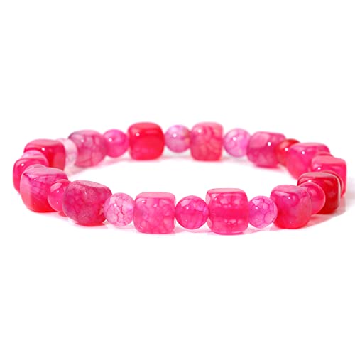 Bracelets agates carrées homme femme bijou élastique en pierre naturelle 19 cm