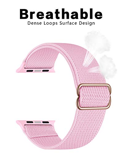 Image of AMANECER Stretchy Nylon Watch Bands Compatible with Apple Watch Series 11 /10 /9 /8 /7 /6 /5 /4 SE 3 /2 /1, Adjustable Braided Elastic Sport Loop Rugged Straps for iWatch Women Men (Barbie Pink, 38 /40 /41 /42MM)