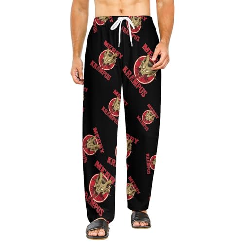 Merry Krampus Lounge Pajama Pants Comfy Sleepwear Bottoms Print Sleep Pants for Men Women