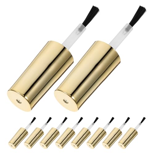 Garneck Tapones para Frascos de Esmalte de Uñas con Pincel 10 Unidades Tapa Dorada Compatible con Esmalte Gel Tamaño 10 Ml Accesorios para Salón y Uso Doméstico