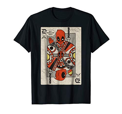 Marvel Deadpool Playing Card Taco Fight Graphic T-Shirt