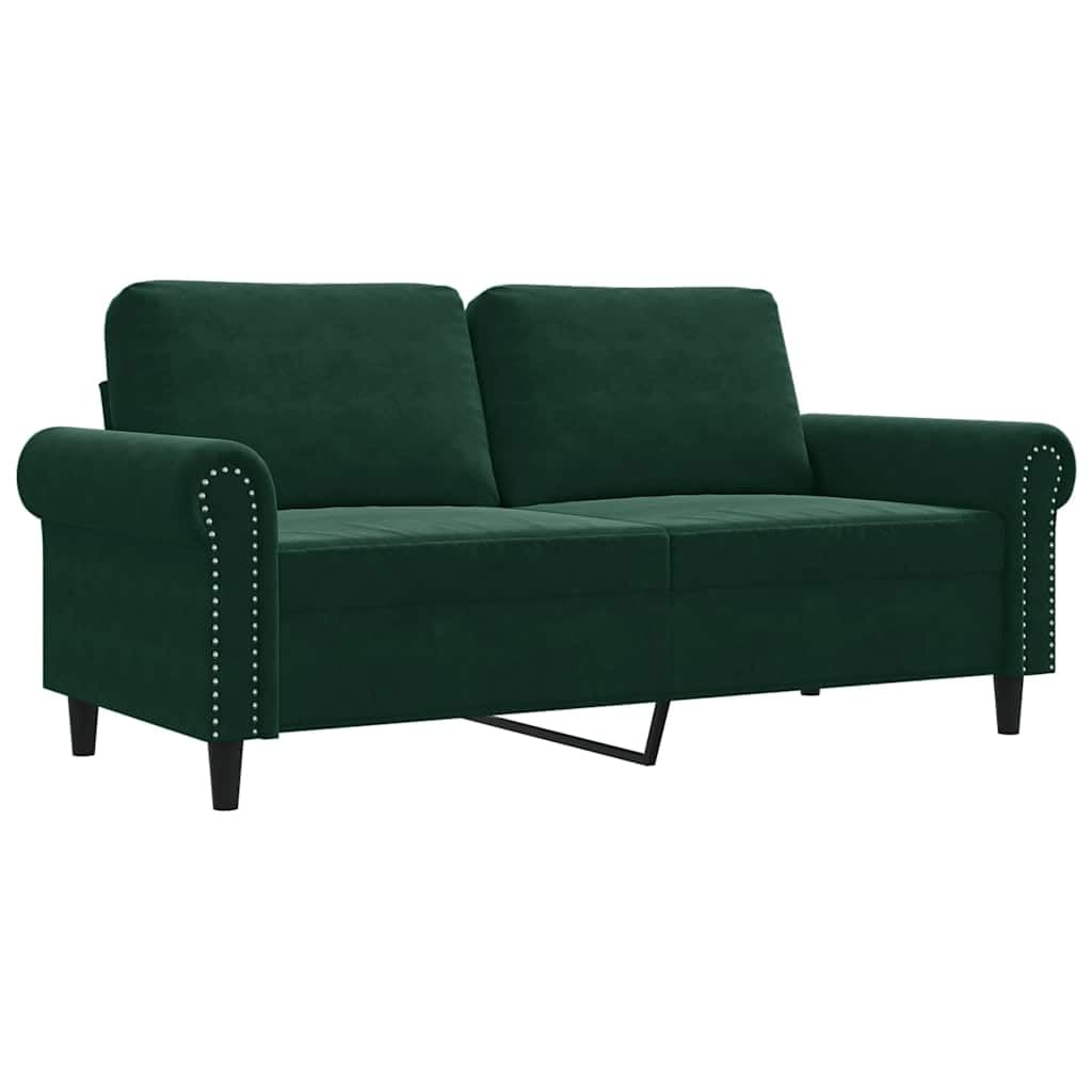 Générique Divano a 2 posti in velluto verde scuro 140 cm, divano moderno con struttura in metallo resistente, seduta comoda imbottita per soggiorno