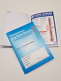 Fridge Temperature Record Book Log Book A5 (210 X 148mm) Food and Fridge temperature recorder. 32 page. Food Hygiene information inside back page