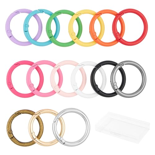 Image of DEVPSISR 15pcs Trigger Spring O Rings Round,Metal Keychain Ring Round Carabiner Clips for Keyrings Buckle, Bags,Purses