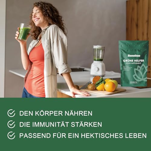 Grüne Helfer,Grüne Entgiftungspulver helfer, 200g Superfood Pulver, Greens Pulver, Pflanzenpulver mit Matcha, Gerstengras, Heidelbeeren, Rich in Macronutrients, Micronutrients & Fiber