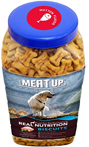 Meat Up Dog Treats Biscuits 500g + 500g (Free) 1kg | Mutton Flavour| Buy 1 Get 1 | Remove Plaque & Starter Build-up | Vitamins & Minerals | Promotes Lustrous Coat