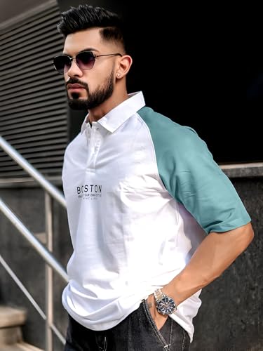 Image of Maniac || Mens || Printed ||Raglan Polo Neck || 3 /4th Sleeve || Cotton ||Oversized ||Polo T-Shirt