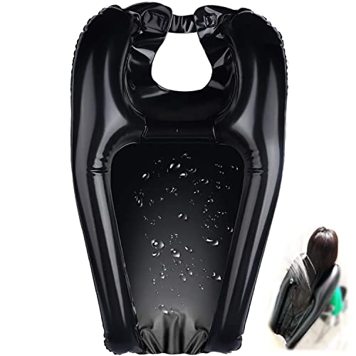 Lavacabezas Portátil para Casa Lavabo Portátil Hinchable para Ancianos, Heridos, Discapacitados, Embarazadas y Niños Bandeja de Ducha de Emergencia en Silla o Cama Negro