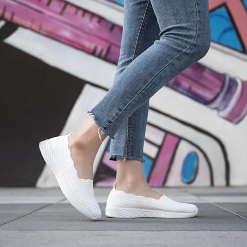 poemlady Women's Slip on Loafer Shoes - Mesh Casual Ballet Flat Nurse Walking Sneakers Knit Round Toe Casual Memory Foam Shoes4