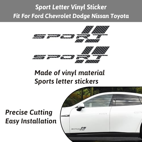 Image of Zhizhong Car Sport Decal,16 Inch Vinyl Sticker Fit for All Cars Side (2 Pcs Carbon Fiber)
